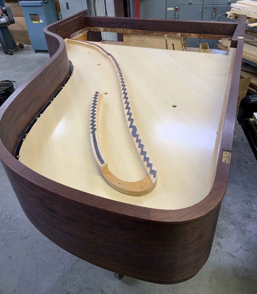 Restoration of 1916 Steinway model B with a European Spruce Soundboard in progress by RPI